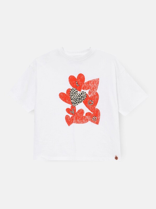 Seraphine Angel & Rocket White Oversized Quinn Heart Print T-Shirt