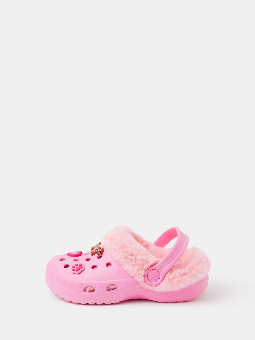 seraphine Angels By Accessorize Pink Girls Dog Charm Faux Fur Lined Clogs
