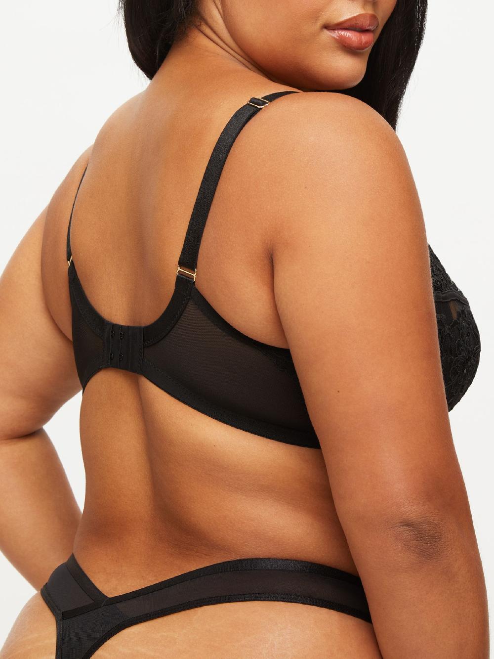 seraphine Ann Summers Black DD+ Non Pad Balcony Icon Embroidered Bra