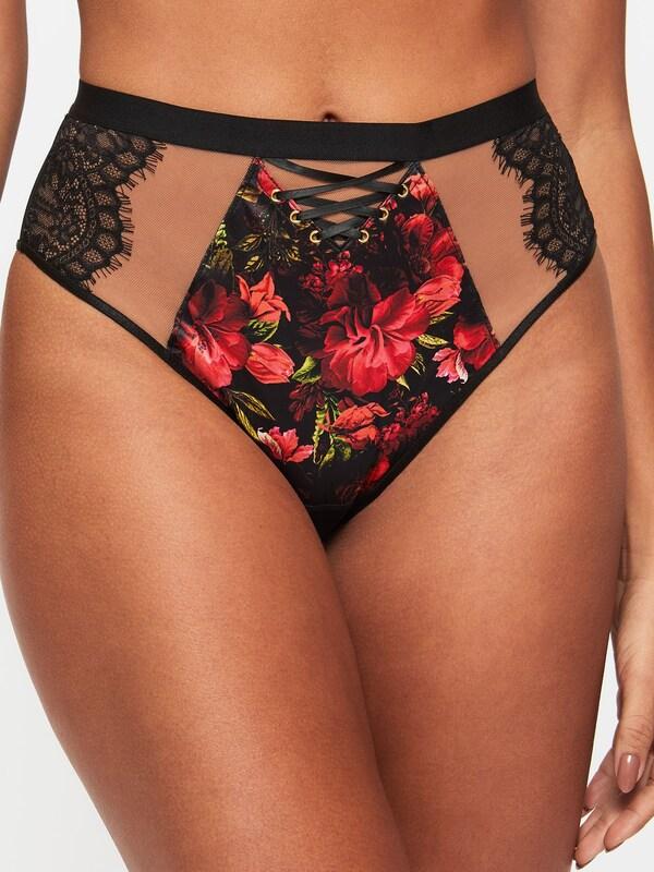 Seraphine Ann Summers Black Enchanting Rose Floral Satin High Waist Brazilian