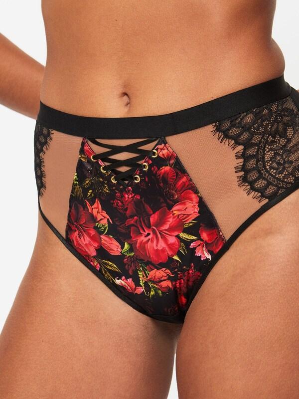 Seraphine Ann Summers Black Enchanting Rose Floral Satin High Waist Brazilian