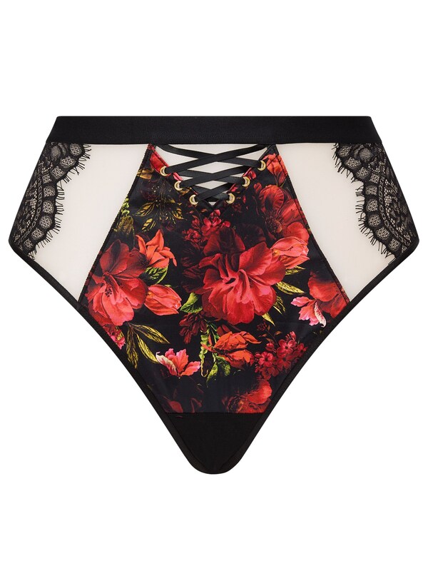 Seraphine Ann Summers Black Enchanting Rose Floral Satin High Waist Brazilian