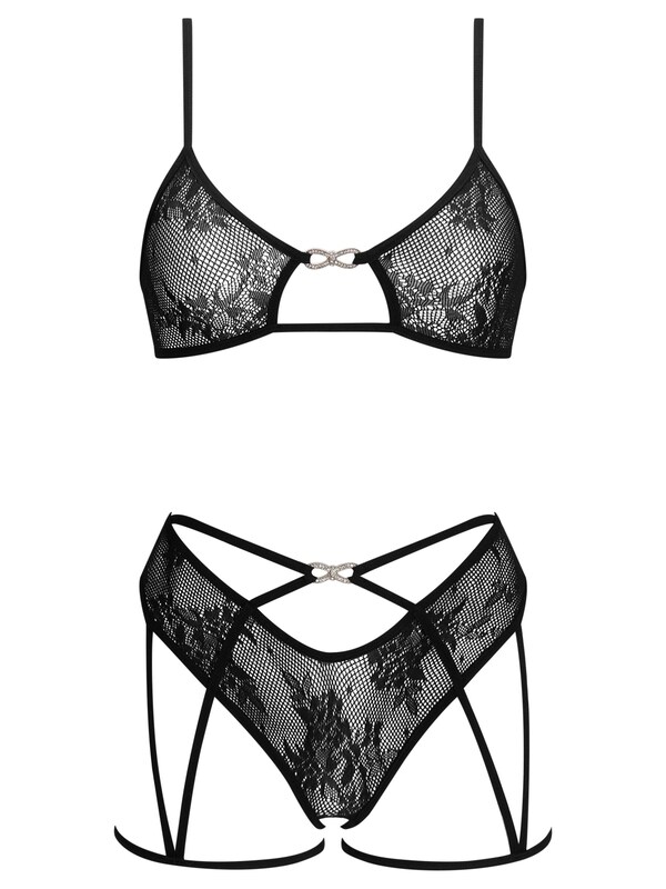 Seraphine Ann Summers Black Heartbreaker Lace Crotchless Set