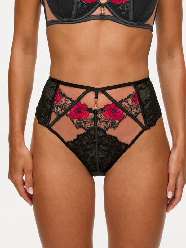 Seraphine Ann Summers Black High Waist Caged Rose Floral Embroidery Knickers