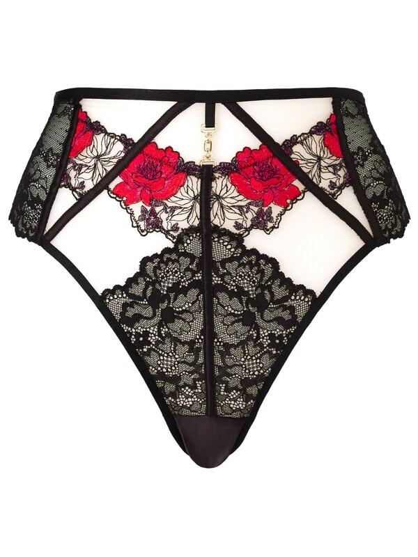 Seraphine Ann Summers Black High Waist Caged Rose Floral Embroidery Knickers