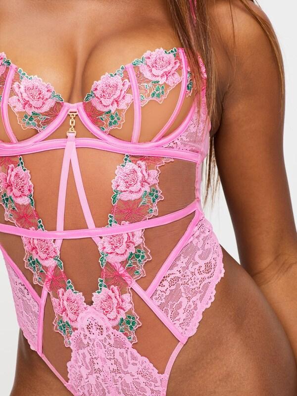 Seraphine Ann Summers Pink Caged Rose Floral Print Embroidery Non Padded Body