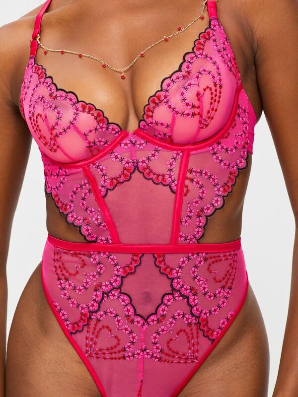 Seraphine Ann Summers Pink Cupid's Love Heart Embroidery Body