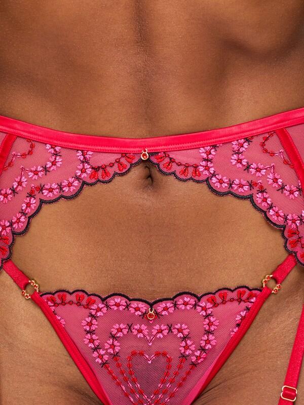 Seraphine Ann Summers Pink Cupid's Love Heart Embroidery Suspender Belt