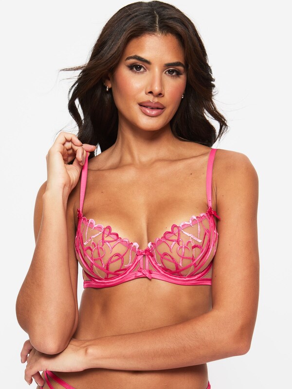 Seraphine Ann Summers Pink Love Struck Heart Embroidery Non Padded Balcony Bra
