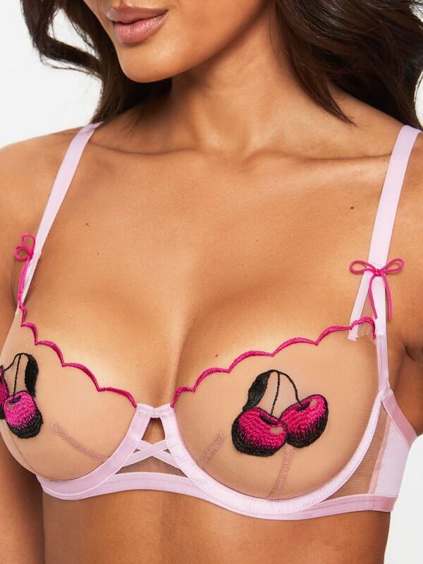 Seraphine Ann Summers Pink Sweet Cherry Embroidered Non Padded Balcony Bra