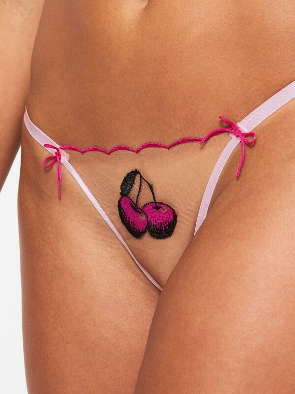 Seraphine Ann Summers Pink Sweet Cherry Embroidered String Knickers