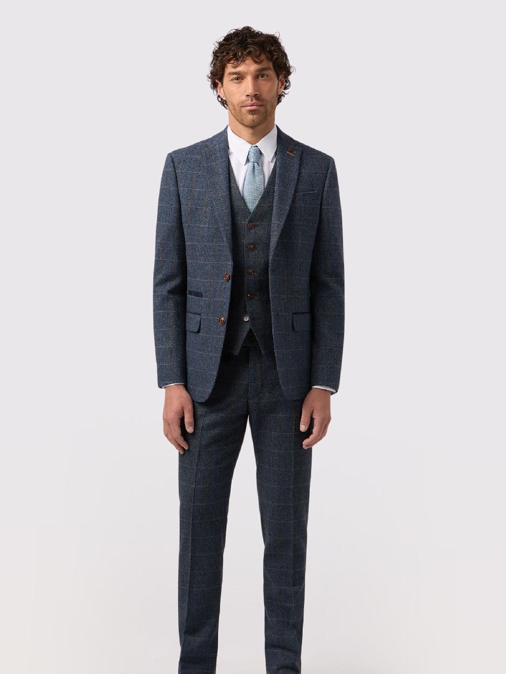 seraphine Antique Rogue Blue Maverick Hbone Check Jacket