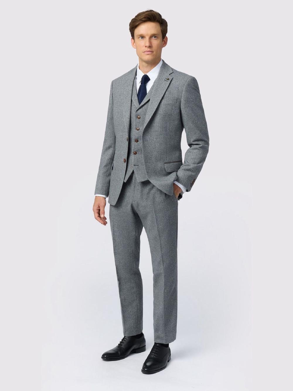 seraphine Antique Rogue Grey Herringbone Tweed Jacket