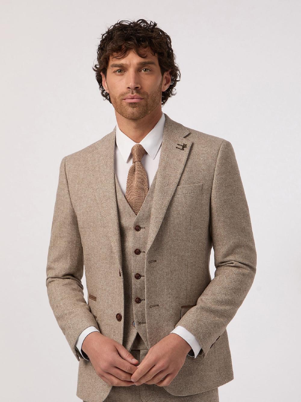 seraphine Antique Rogue Natural Herringbone Tweed Jacket