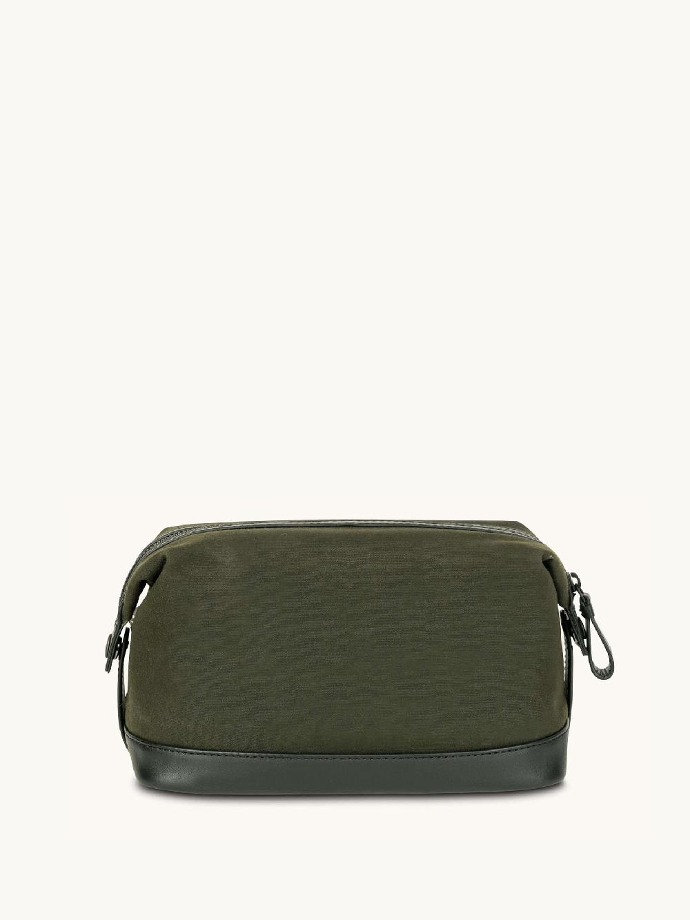 seraphine Apatchy Green The Cavendish Waxed Canvas & Leather Wash Bag