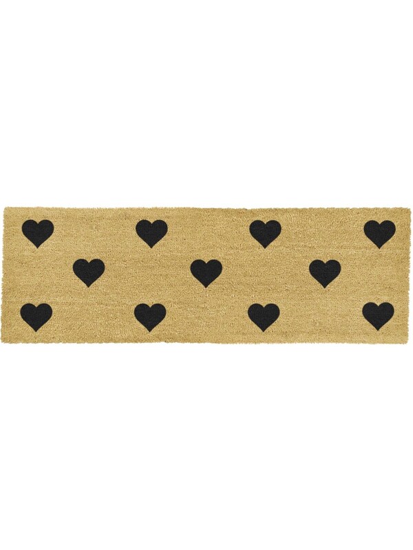 Seraphine Artsy Mats Natural And Black Hearts Patio Doormat
