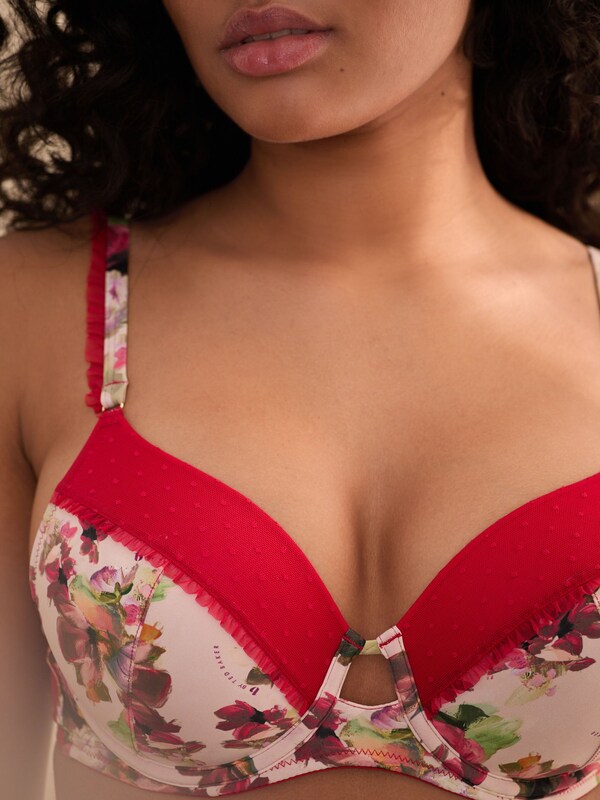 Seraphine B By Ted Baker Pink Floral Print Padded Plunge Bra