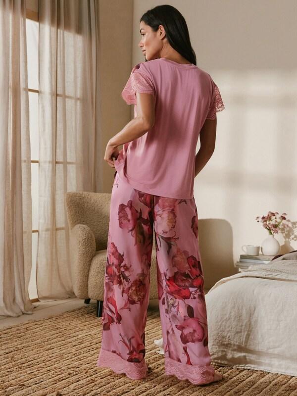 Seraphine B By Ted Baker Pink Floral Satin Jersey Pyjamas