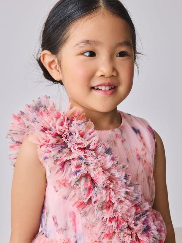 Seraphine Baker By Ted Baker Crinkle Mesh 3D Ruffle Shoulder Occasion Dress