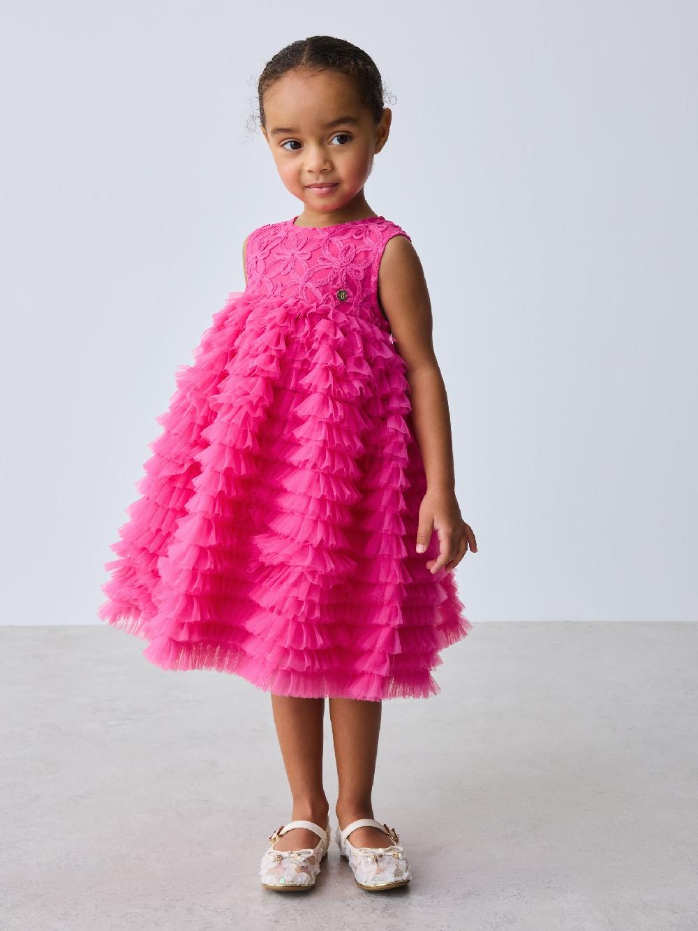 seraphine Baker by Ted Baker Hot Pink 3D Textured Mesh Dress