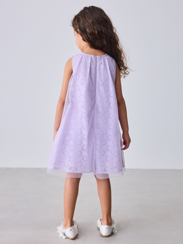 Seraphine Baker By Ted Baker Lilac Purple Lace Overlay 3D Corsage Dress