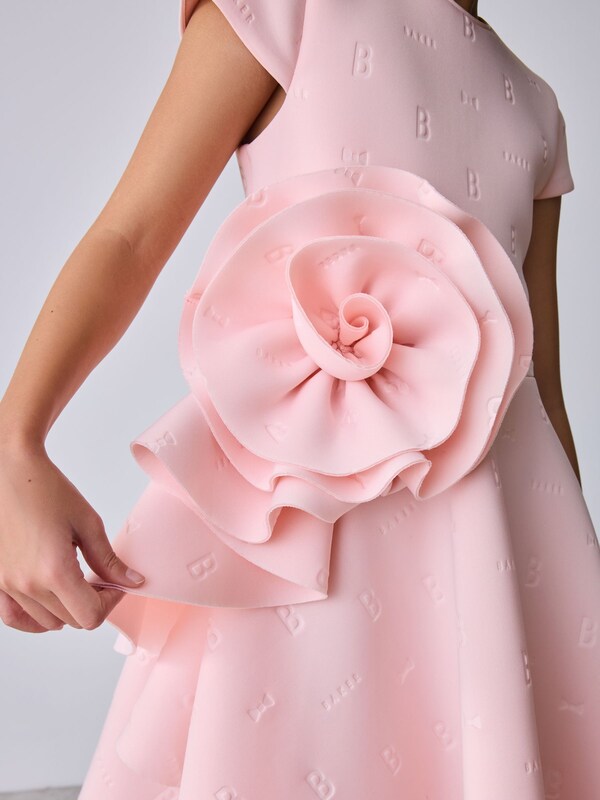 Seraphine Baker By Ted Baker Pink 3D Corsage Embossed Scuba Dress