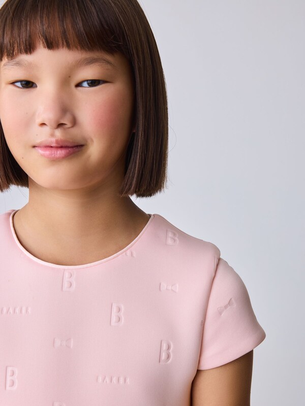 Seraphine Baker By Ted Baker Pink 3D Corsage Embossed Scuba Dress