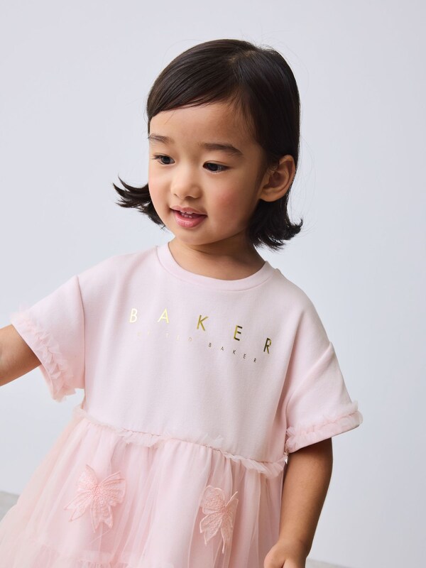 Seraphine Baker By Ted Baker Pink Mesh 3D Bow Skirted Mockable Dress