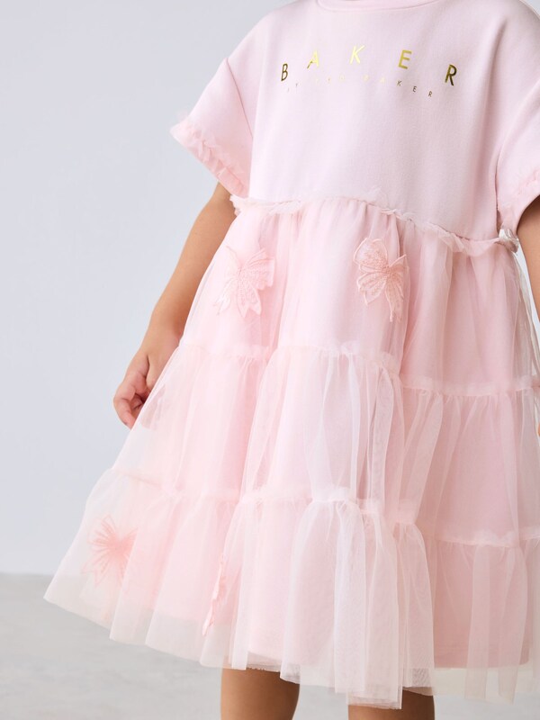 Seraphine Baker By Ted Baker Pink Mesh 3D Bow Skirted Mockable Dress