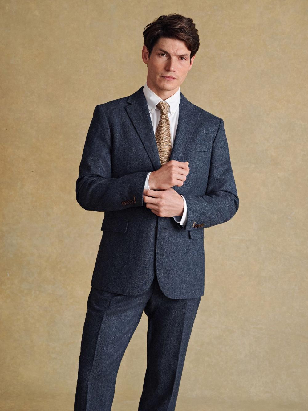 seraphine Barbour® Blue Donegal Slim Fit Suit Jacket