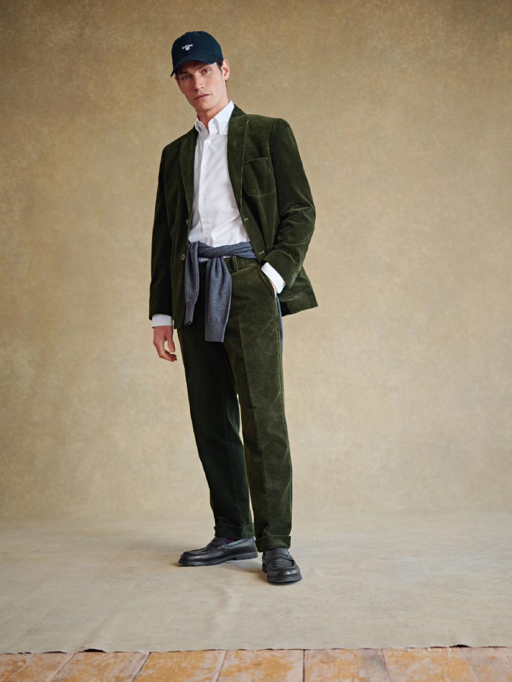 seraphine Barbour® Green Corduroy Slim Fit Suit Jacket