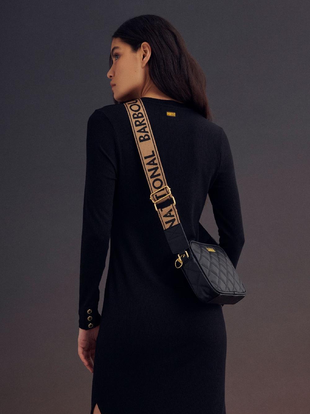 seraphine Barbour® International Black Quilted Sloane Crossbody Bag