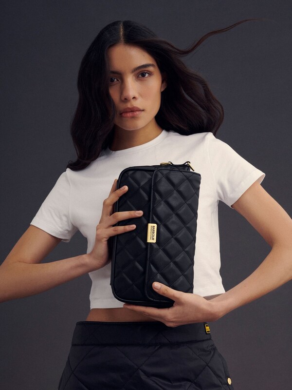 Seraphine Barbour® International Black Quilted Soho Crossbody Bag With Strap