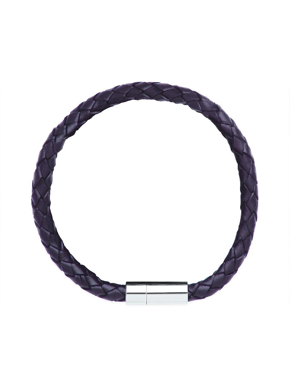 seraphine Bartlett Mens Navy Leather Single Plaited Wrap Bracelet