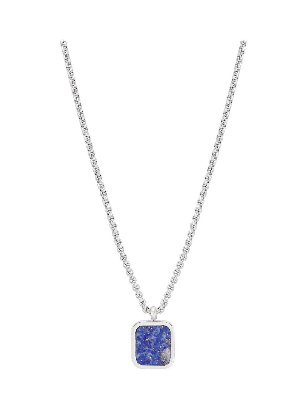 seraphine Bartlett Mens Silver Tone Square Lapis Lazuli Pendant Necklace