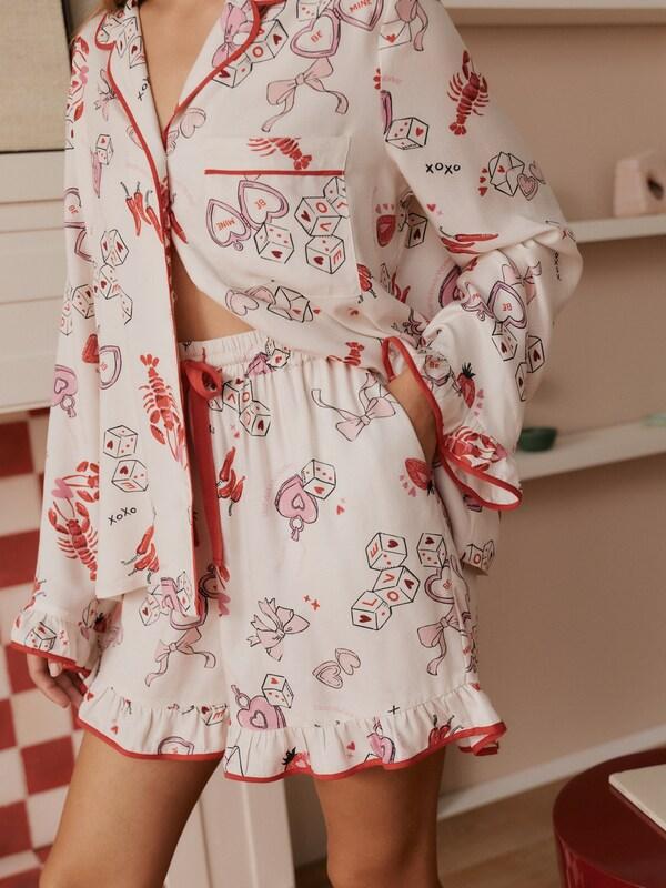 Seraphine Bath & Body Works Red/White Be Mine Love Long Sleeve Shorts Set