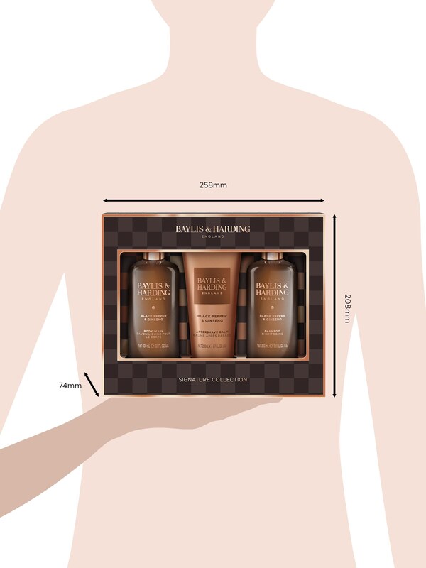 Seraphine Baylis & Harding Black Pepper & Ginseng Mens Luxury Bathing Trio Gift Set