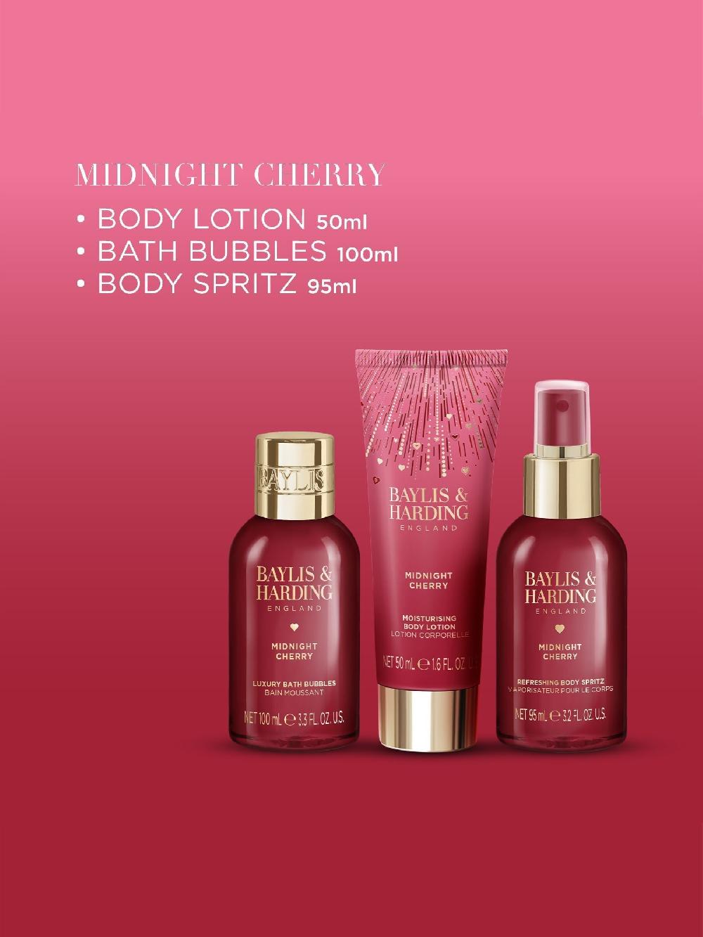 seraphine Baylis & Harding Midnight Cherry Gift Wrapped Pamper Trio Gift Set
