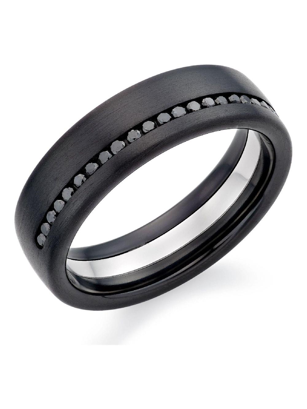 seraphine Beaverbrooks Black Platinum and Zirconium Diamond Wedding Ring