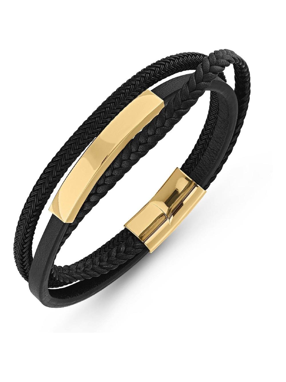 seraphine Beaverbrooks Gold Gold Plated Leather Bracelet