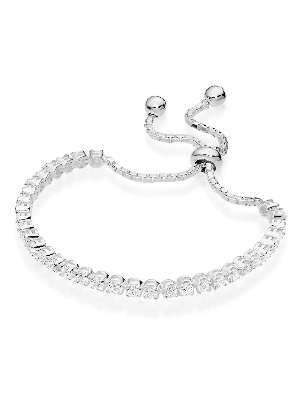 seraphine Beaverbrooks Silver Sterling Silver Cubic Zirconia Tennis Slider Bracelet