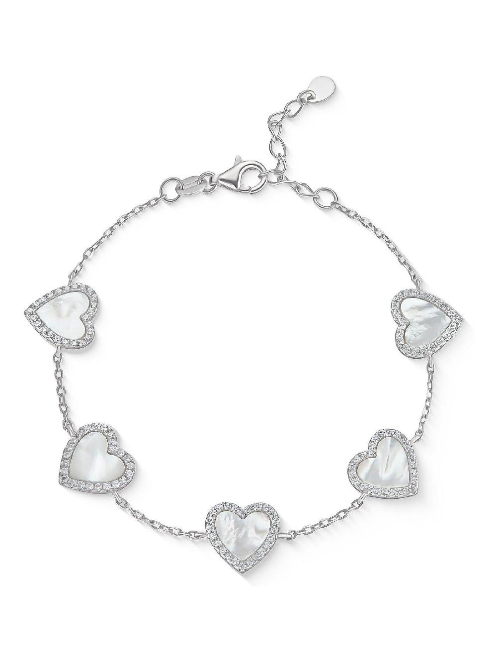 seraphine Beaverbrooks Sterling Silver Plated Cubic Zirconia Mother of Pearl Heart Bracelet