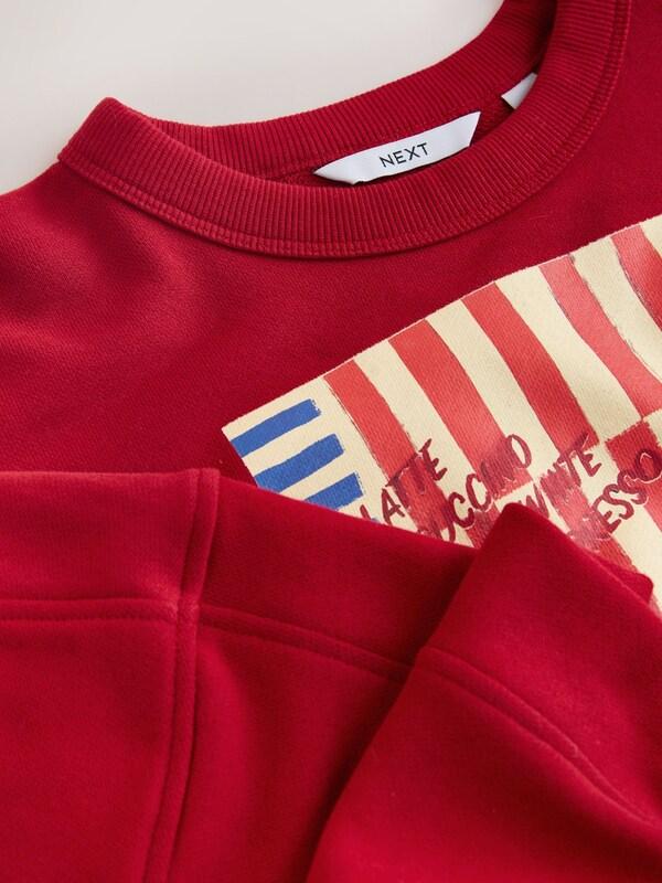 Seraphine Berry Red Coffee Table Graphic Long Sleeve Crew Neck Sweat Top