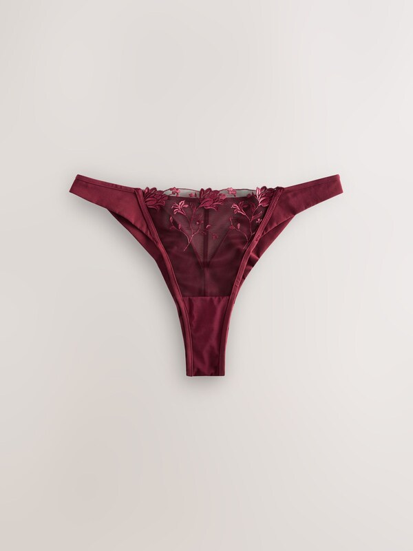 Seraphine Berry Red Premium Swiss Floral Embroidery Knickers