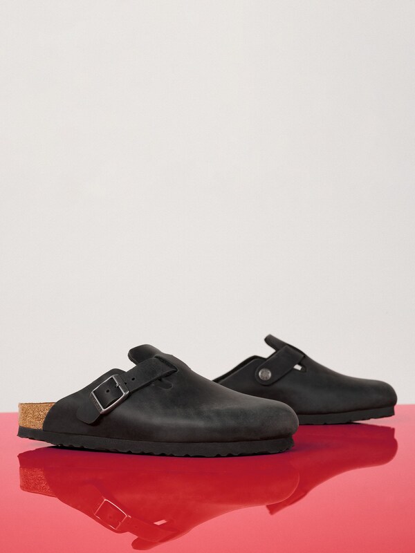 Seraphine Birkenstock Black Boston Oil Leather Sandals