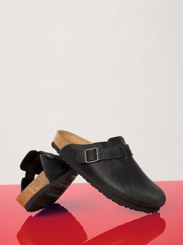 Seraphine Birkenstock Black Boston Oil Leather Sandals