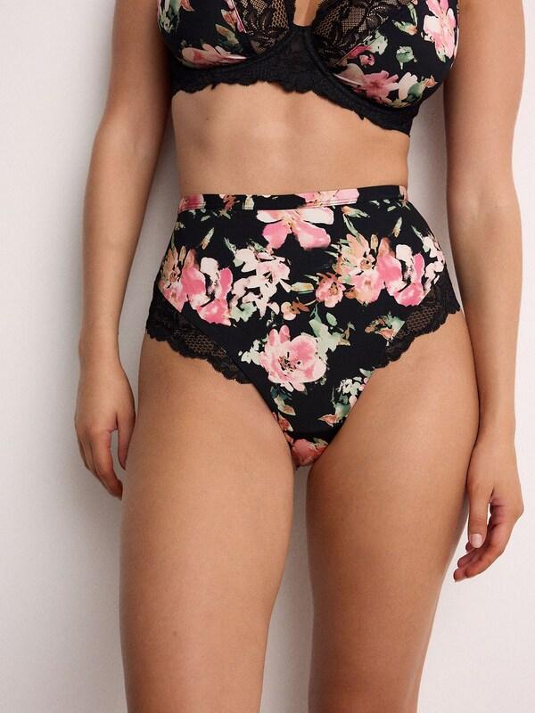 Seraphine Black Floral/Pink High Rise High Leg Microfibre & Lace Knickers 2 Pack