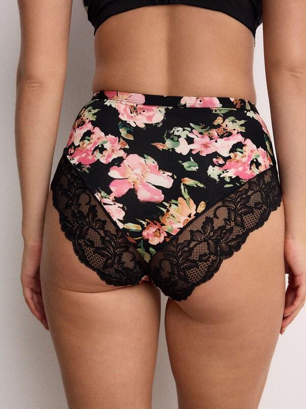 Seraphine Black Floral/Pink High Rise High Leg Microfibre & Lace Knickers 2 Pack