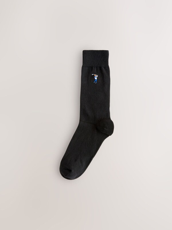 Seraphine Black Golfing Fun Embroidered Socks 5 Pack