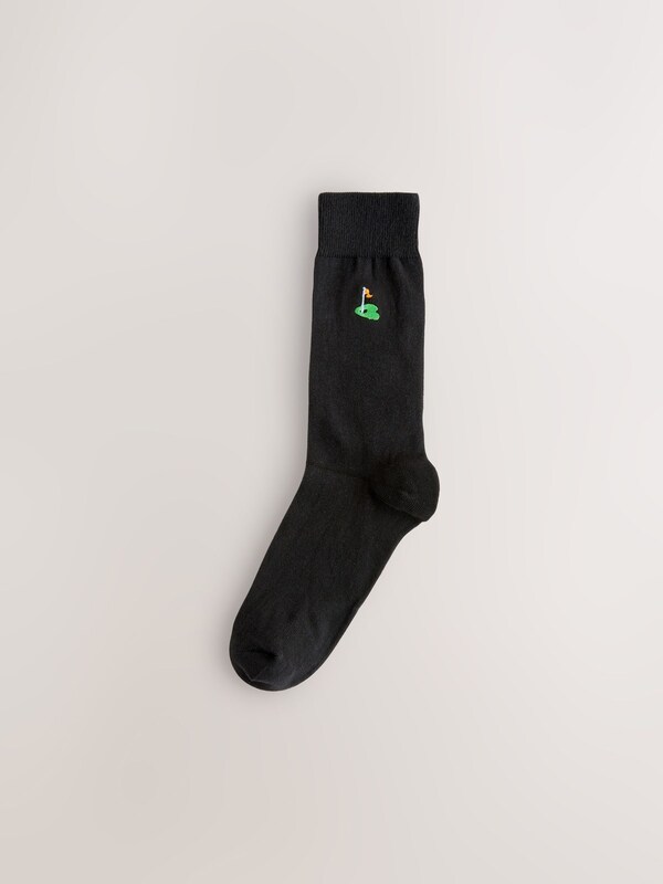 Seraphine Black Golfing Fun Embroidered Socks 5 Pack